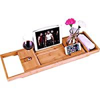 Bamboe - Bandeja de baño para el baño- bandeja para el tubo- bandeja para teléfono móvil y otros accesorios